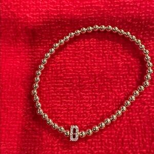 Gold Beaded Bracelet with Sparkling Accent